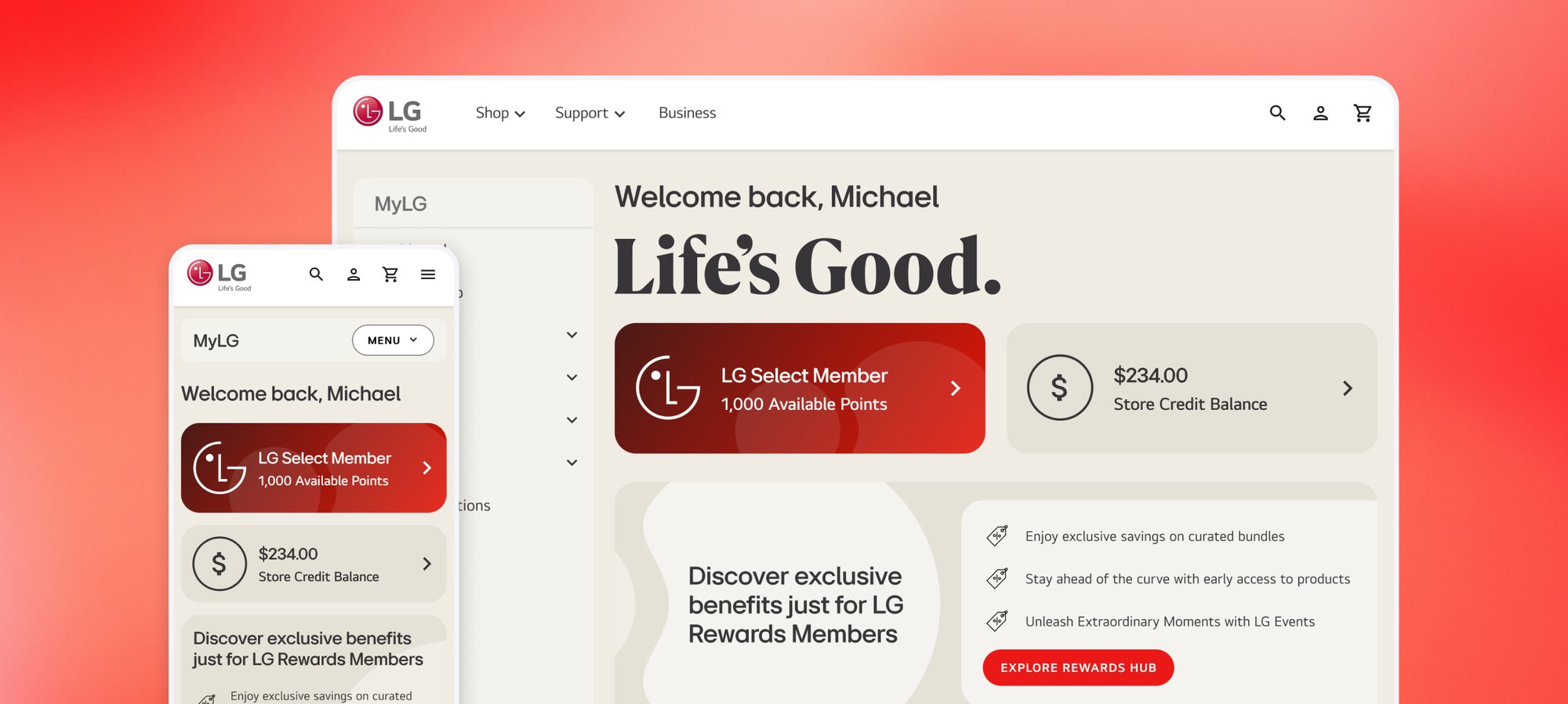 MyLG Dashboard - Work page